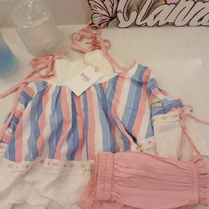 Pink and Blue Striped Matching Set